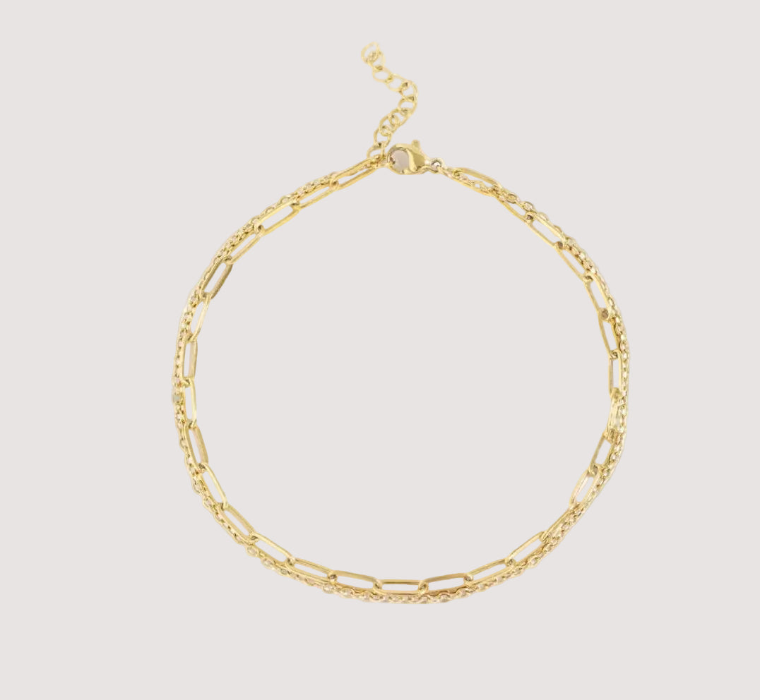 Layered Loop and Paperclip Chain Anklet